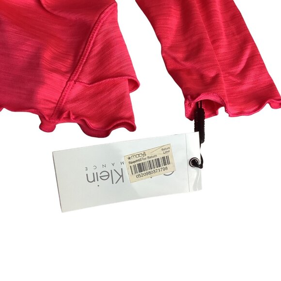 Calvin Klein Performance Quick Dry Womens Pink Hooded Long Sleeve Ruched Top M - Picture 9 of 11